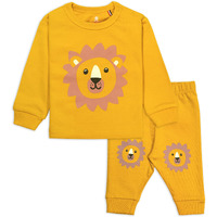 Ariel Cotton Fleece Pajama Set For Boys & Girls - Unisex Winter Clothing Sets Full Sleeve T-Shirt & Pant, Yellow Lion, 6 Months-9 Months