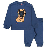 Ariel Cotton Fleece Clothing Pajama Set For Boys & Girls - Unisex Winter Navy Lion Clothing Sets Full Sleeve T-Shirt & Pant, Size- 12-18 Months