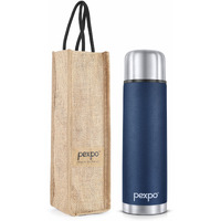 Pexpo Flamingo|Isi Certified|Vacuum Insulated Hot & Cold Stainless Steel Flask |Jute Bag|- 500Ml Denim Blue |Steel Bottle|Thermoflask|Leak Proof|Travelling|School & Trekking|Office|Men, Women & Kids