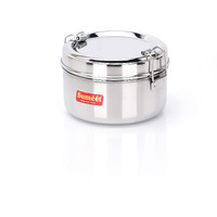 Sumeet Stainless Steel Meal Pack Lunch Box/Tiffin With Steel Separator Plate And Locking Clip, 300Ml, 11.5Cm Dia, Silver