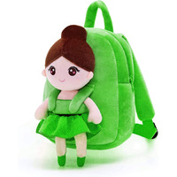Frantic Kids Soft Animal Cartoon Travelling School Bag Soft Plush Backpacks Boys Girls Baby For 2 To 5 Years Baby/Boys/Girls Nursery, Preschool, Picnic(Green_Ballerina_Doll),10 Litres