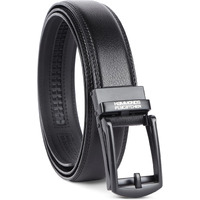 Hammonds Flycatcher Genuine Leather Belt For Men - Perfect For Formal And Casual Wear - Majestic Black - Adjustable Waistband Up To 46 Inches - Autolock Belt For Formal And Casual Wear