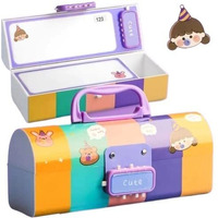 Invite Enterprise Plastic Kids Pen & Pencil Box,Suitcase Style Password Lock Pencil Case,Multi-Layer Pencil Box For Kids,Stationary Organizer Case For Kids,Return Gift For Kids (Cute-Multicolor)