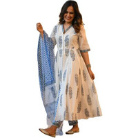 Klosia Women Block Printed Kurta And Pant Set With Dupatta. (Medium)