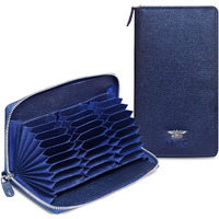 Abys Genuine Leather Rfid Protected 27 Card Slots Wallet For Men And Women (Blue)