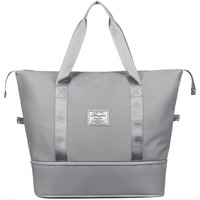 Lnt Womens Large Capacity Folding Casual Travel Bag Travel Lightweight Waterproof Carry On Luggage Bags With Fixed Strap Dry And Wet Separation Foldable Duffel Bag For Foldable Bag Peach,(Gray Poket)