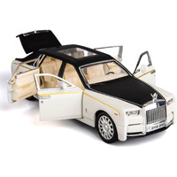 Okean 1/32 Phantom Model Car Zinc Alloy Pull Back Toy Diecast Toy Cars With Openable Doors, Sound And Light For Kids Boy Girl Gift(White Black)