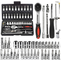 Clapone Tool Kit 46 Pcs Household | 1/4 Drive Socket Screwdriver Wrench Set For Bike, Car Repairs & More Spanner & Socket Set All Size Tool Kit Goti Pana Perfect For Diy Enthusiasts, Black