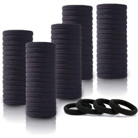Diversa Seamless Thick Cotton Hair Rubber Bands, Durable Elastic Ponytail Holders, Hair Accessories For Women And Girls (Black, Pack Of 50 Pcs)