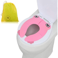 Zollyss Toilet Potty Training Seat Cover, Travel Toilet Seat, Folding Non Slip Silicone Pads, Travel Portable Reusable Kids Toddlers Boys Girls, Carry Bag (Pink), Pl, Plastic