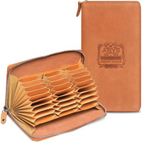 Abys Genuine Leather Rfid Protected 27 Slots Debit|Credit|Smart|Identity Card Holder For Men & Women (Tan Hunter)