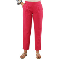 Digital Shopee Women Cotton Trouser Pant Regular Fit For Office School Formal Casual Daily Use Pink