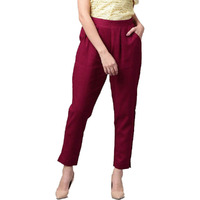 Digital Shopee Women Cotton Trouser Pant Regular Fit For Office School Formal Casual Daily Use Maroon