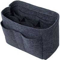 Greensheep Women Felt Purse Organizer Storage Bag For Ladies Handbag Tote Bag Glasses Keys- (Dark Grey, Slender M, 11.3X3.15X6.5 Inch)