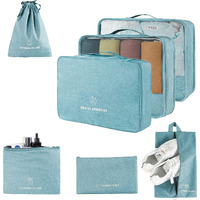 House Of Quirk 7 Set Packing Cubes For Suitcases Travel Luggage Organizers With Laundry Bag,Shoe Bag And Toitetry Bag,Lightweight Luggage For Carry On Suitcase (Light Blue), Oxford Cloth + Mesh