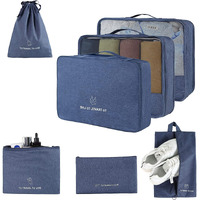 House Of Quirk 7 Set Packing Cubes For Suitcases Travel Luggage Organizers With Laundry Bag,Shoe Bag And Toitetry Bag,Lightweight Luggage For Carry On Suitcase (Dark Blue), Oxford Cloth + Mesh
