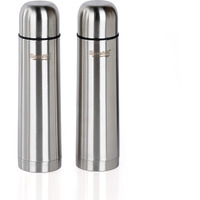 Sumeet Stainless Steel Double Walled Vacuum Flask/Water Bottle, With Flip Lid, 24 Hours Hot And Cold, 500 Ml, Silver - Set Of 2 Pcs