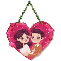 Artvibes Wood Couple Wall Hanging For Home Decor|Couple Gifts|Valentine Decor Items For Girlfriend Boyfriend Husband Wife|Living Room Decoration|Art Piece For Bedroom (Wh_8301N), Multicolor