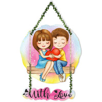 Artvibes Cute Couple Wall Hanging For Home Decor | Couple Gifts | Valentine Decor Items For Girlfriend Boyfriend Husband Wife | Living Room Decoration (Wh_8303N) - Engineered Wood