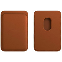 Captese Faux Leather Unisex Mag-Safe Wallet Pouch, Magnetic Credit/Debit Card Holder With Rfid Blocking For Iphone 14/13 / 12 Series (Dark Tan)