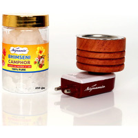 Signamio 250Gm Bhimseni Camphor With Wooden Kapoor Kapur Dani Karpuram Bakhoor Oud Aroma Oil Diffuser Incense Dhoop Burner Electrical Stand Machine For Home Fragrance