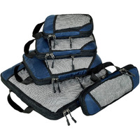 Fatmug Polyester Compression Cube - Space Saving Clothing Organizer For Travel And Home (Set Of 5 Navy Blue)