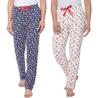 Real Basics Women's Cotton Printed Pyjama Pack Of 2(Rb-W-Pj-4Xl-P2-S3(Heart+Breakfast)_N_Multicolor_4Xl)