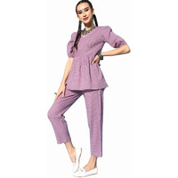 Stylum Women's Self Woven Kantha Cotton Cord Set (Kathacords38_Purple, M)