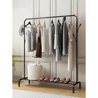 Lukzer Versatile Cloth Stand: Freestanding Metal Garment Rack With Bottom Shelves And Coat Hanger  Perfect Storage Organizer (Black, 40 X 110 X 148 Cm/Mgs-001)