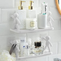 Sanwalsa Plastic Multipurpose Wall Mount Floating Shelf&Rack With Self Adhesive Sticker. Wall Mounted Storage Shelf Organiser For Kitchen,Bathroom,Bedroom,Office Supporting Without Drilling -Pack-2