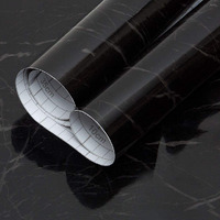 Vaidika Marble Foil Sheet For Kitchen, Kitchen Wallpaper Vinyl Sheet, Oil Proof And Waterproof Wallpaper For Kitchen, Kitchen Wall Stickers Heat Resistant (2 M Black Naa1)