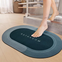 Sittella Rubber 3 Pieces (3.5Mm) Anti-Skid Water Soaking Bathroom Print Door Mat, Absorbent Mat (40X60Cm) Green, Oval)