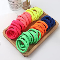 Diversa Seamless Thick Cotton Hair Rubber Bands, Durable Elastic Ties, Ponytail Holders, Hair Accessories For Women & Girls - Neon Colors (Pack Of 100 Pcs)