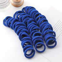 Diversa Seamless Thick Cotton Hair Rubber Bands, Durable Elastic Ties, Ponytail Holders, Hair Accessories For Women & Girls - Blue (Pack Of 100 Pcs)
