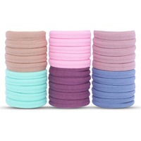 Diversa Seamless Thick Cotton Hair Rubber Bands, Durable Elastic Ties, Ponytail Holders, Hair Accessories For Women & Girls - Natural Colors (Pack Of 30 Pcs)