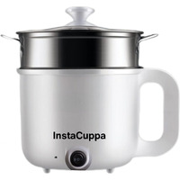 Instacuppa 3-In-1 Multi Cook Kettle With Steamer, 1.2 L Inner Pot, Adjustable Temperature Settings, Wide Mouth, Ideal For Boiling Milk, Tea, Coffee, Eggs & Steaming Veggies, 600 Watts, Elegant White