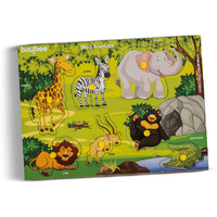 Baybee Wooden English Alphabets And Color Learning Educational Board For Kids, A To Z English Alphabets Puzzle With Knob, Educational Learning Wooden Puzzle Board For Kids (Wild Animals)