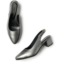Marc Loire Comfortable Block Heel Sandals For Womens & Girls (Gun Metal, Numeric_5)