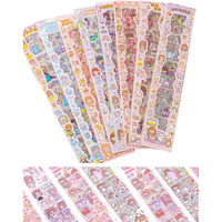 Funblast Cute Cartoon Theme Kawaii Stickers-20 Pet Sheets Cute Washi Stickers For Project,Japanese Style Girls Paper Sticker Set,Size Of Each Sheet-40X8Cms(Color&Design May Vary)Self Adhesive