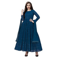 Trendmalls Women's Georgette Embroidery Salwar Suit Anarkali Kurta Set With Dupatta (G88-Morpeach-6Xl)