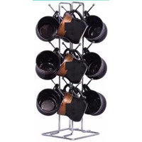 Ab99 Collection Stainless Steel Stand For Kitchen Cabinet, Countertop Rack, Coffee And Tea Mug Holder, Dinning Tabel Cup Stand, Cup And Mug Holder For 12 Cups (Silver) (Pack Of 1)