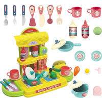 Techhark 30 Pcs Kitchen Play Set Non Toxic Plastic Unbreakable Toys For Girls (Yellow Kitchen)