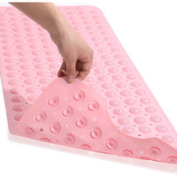 Vdnsi Anti Slip Bathroom Mat Rubber Bath Mats Floor Rectangle Anti Skid Mats For Bathing Area Shower Mat With Strong Suction Cups & Drain Holes 35X70 Cm (Pink)