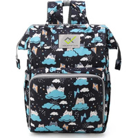 House Of Quirk Baby Diaper Bag Maternity Backpack (Black Cat Cloud)