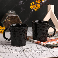 Anwaliya Metis Ceramic Coffee Cups Set | Microwave And Dishwasher Safe Coffee And Tea Mugs, Tea Cup | Chip Resistant, Ceramic Tea Cups Set Ideal For Home And Office Daily Use, Set Of 2 (Black, 300 Ml)