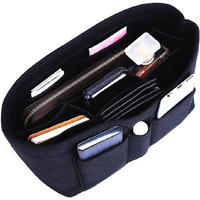 Greensheep Women Felt Purse Organizer Storage Bag For Ladies Handbag Tote Bag Glasses Keys- (Black, X-Large, 13.4X6.7X7.1 Inch)