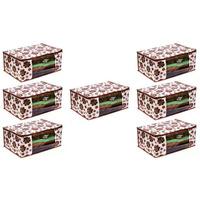 Acnos Premium Brand Metalic Brown Flower Design Brown Chain 12 Piece Non Woven Large Size Saree Cloth Cover Set Pack Of 7