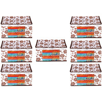 Acnos Premium Brand Metalic Brown Design White Chain 12 Piece Non Woven Large Size Saree Cloth Cover Set Pack Of 7