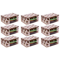 Acnos Premium Brand Metalic Brown Flower Design Brown Chain 12 Piece Non Woven Large Size Saree Cloth Cover Set Pack Of 9