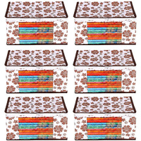 Acnos Premium Brand Metalic Brown Design White Chain 12 Piece Non Woven Large Size Saree Cloth Cover Set Pack Of 6